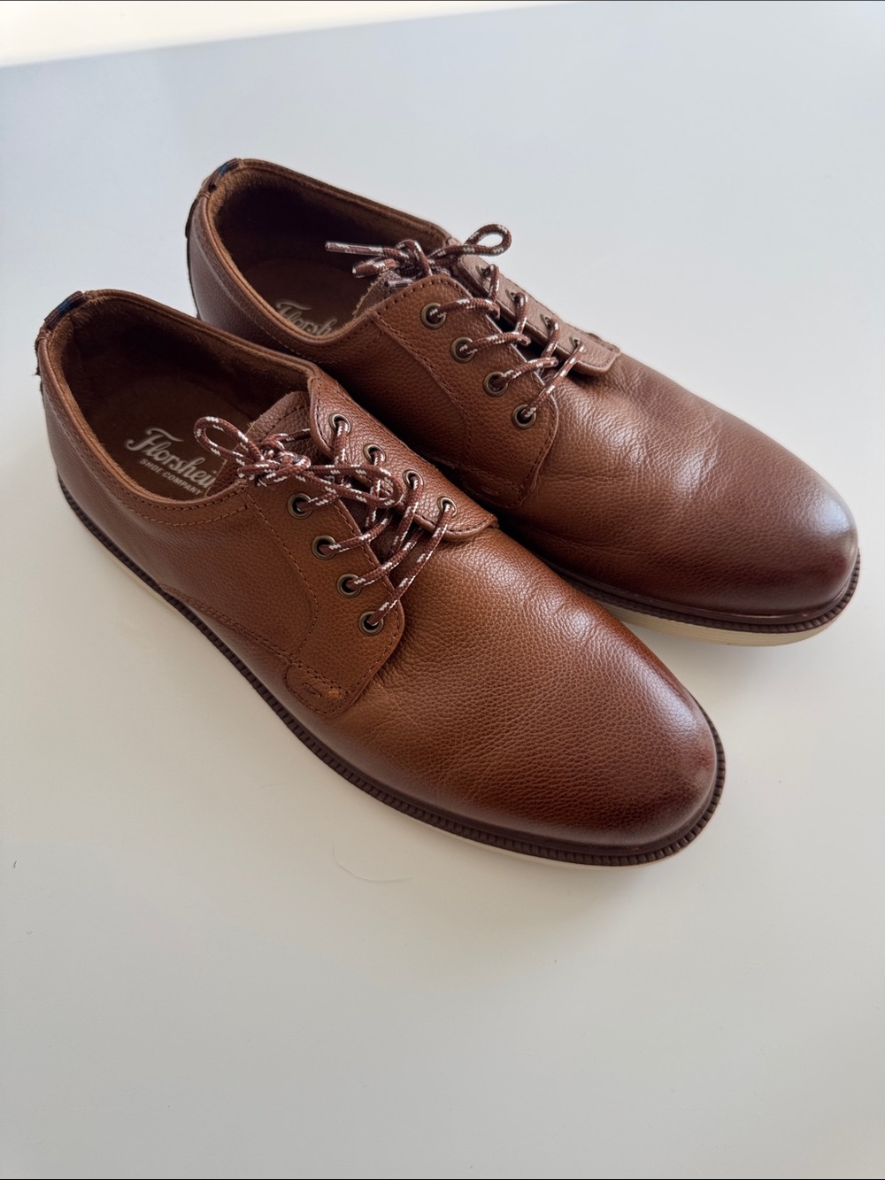 FLORSHEIM “Supacush PTOXJR” Cognac Brown Leather Lace-Up Oxford Dress Shoes,sz 6
